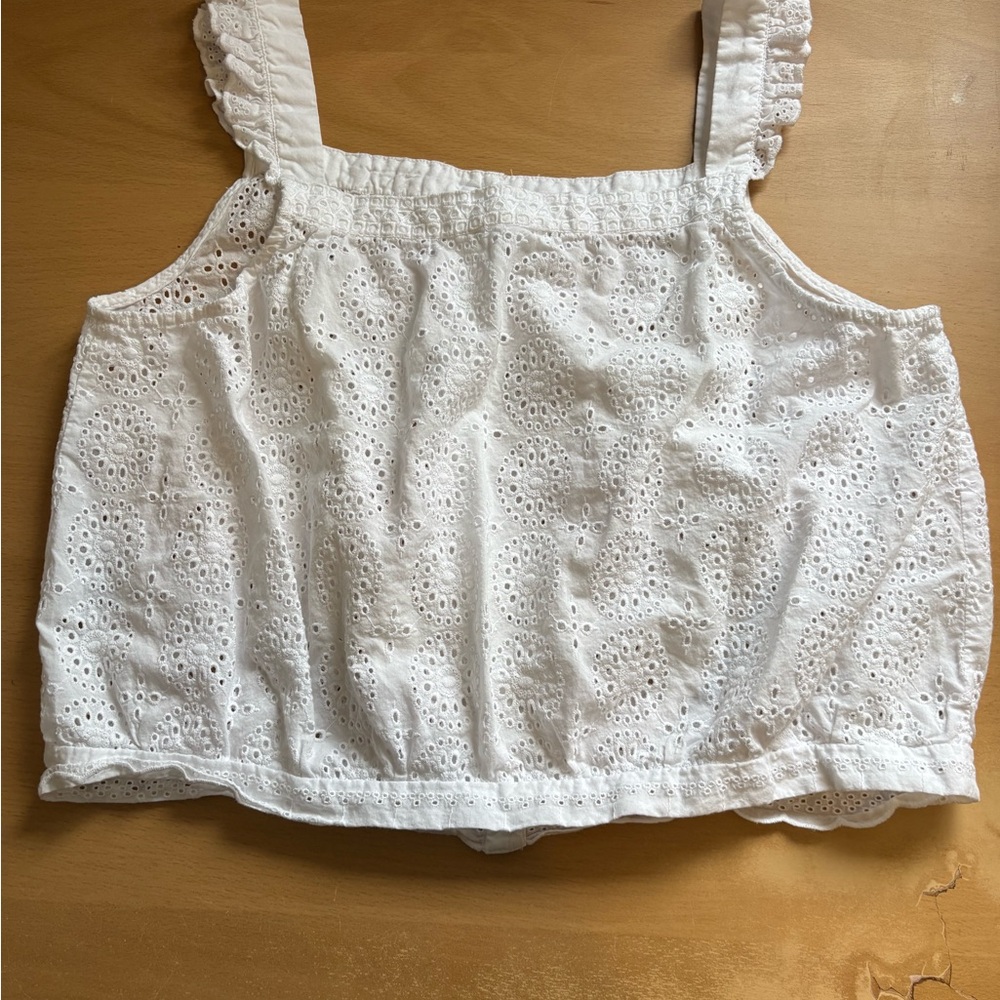 Abound White Eyelet Ruffled Tank